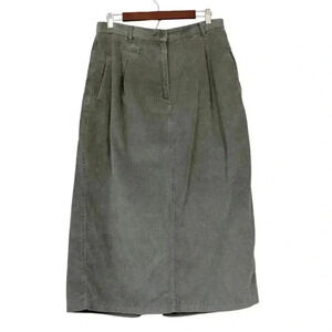 Vintage 90s Lizwear Corduroy Maxi Skirt Size 16 Green Outdoor Preppy Academia